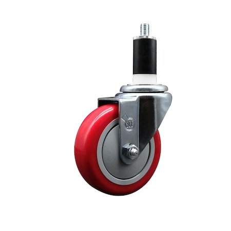 Service Caster 4'' SS Red Poly Wheel Swivel 1-3/8'' Expanding Stem Caster SCC-SSEX20S414-PPUB-RED-138